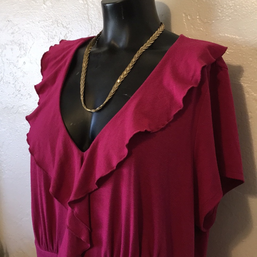 Lane Bryant Fuchsia Ruffles Dress - Picture 2 of 8